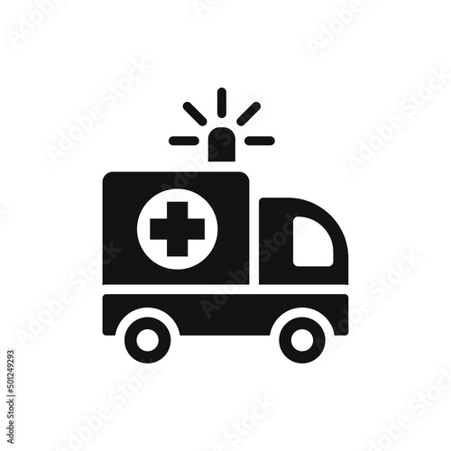 Ambulance icon, glyph emergency car, medicine van, care medic support, solid style web symbol on white background. Vector illustration EPS 10