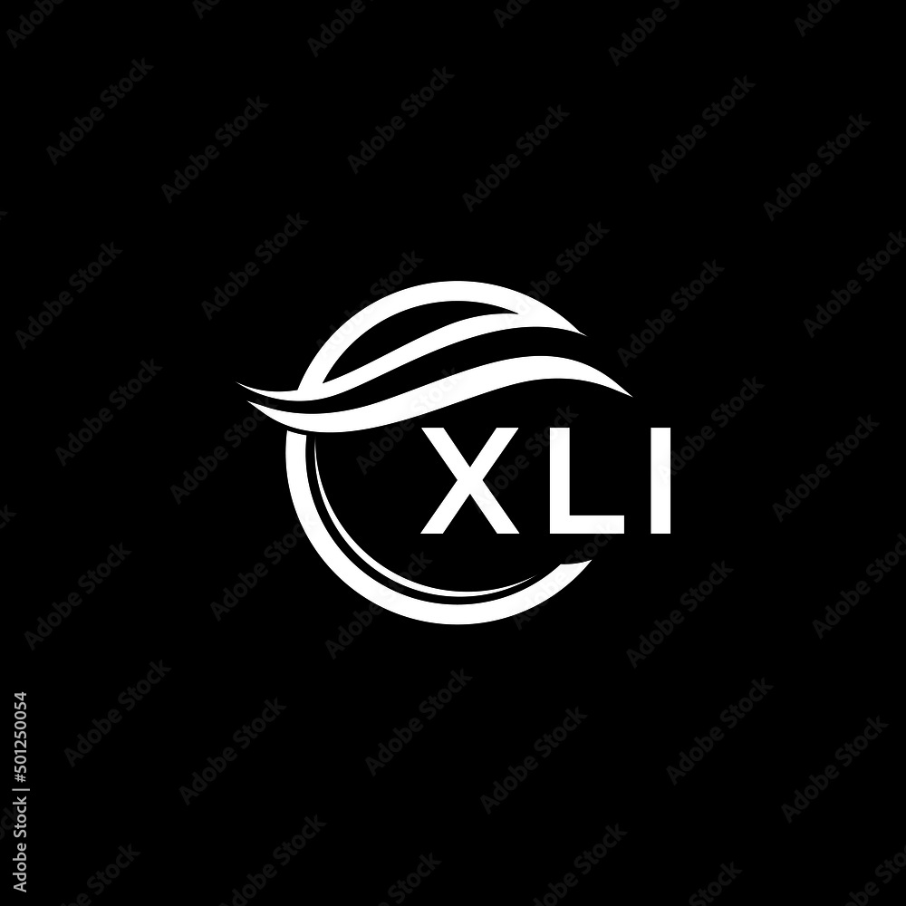 XLI letter logo design on black background. XLI creative initials