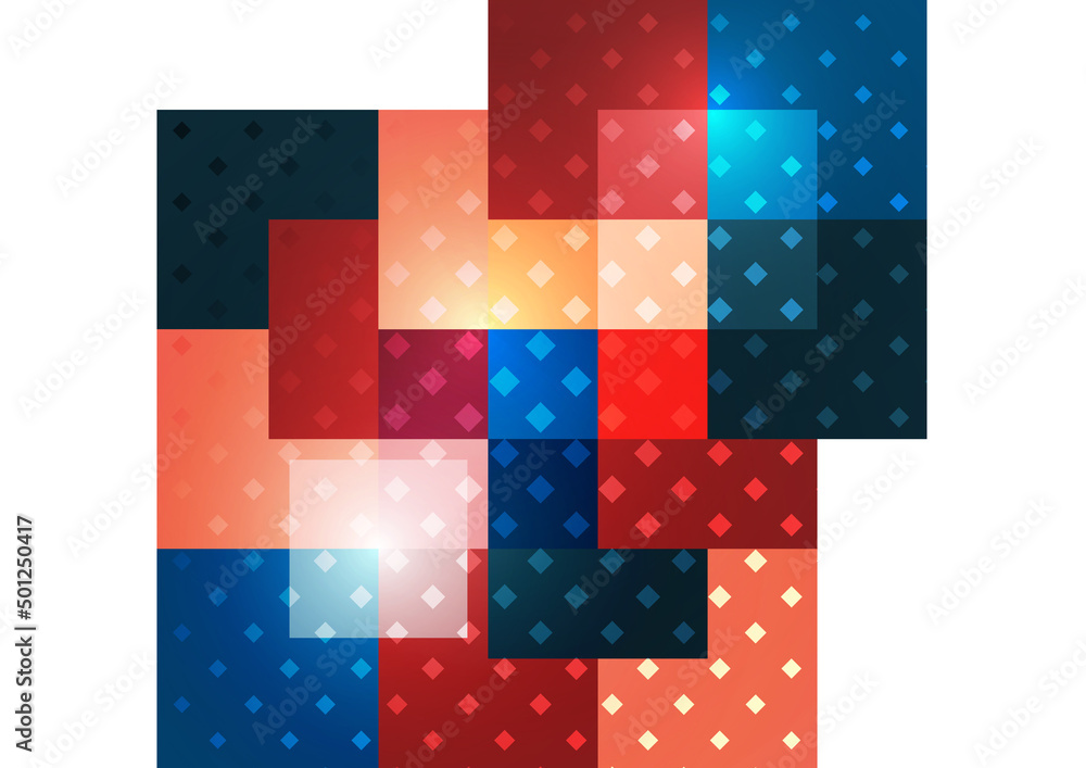 Abstract geometric background. Modern overlapping squares. Fancy color shapes for your message. Business or technical presentation. Vector