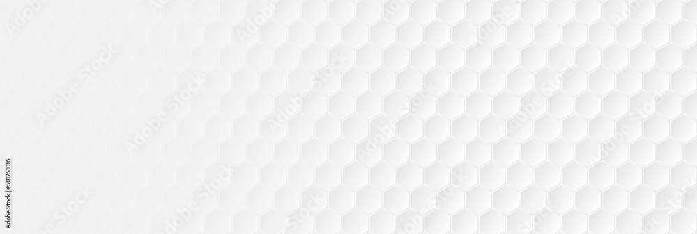 Grey white geometric hexagons abstract technology background. Light modern futuristic vector banner design - obrazy, fototapety, plakaty 