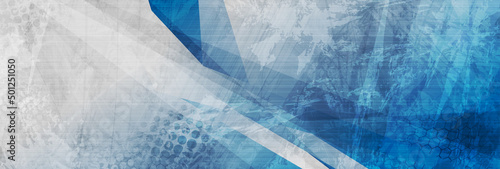 Blue and grey grunge stripes abstract banner design. Geometric tech background. Vector illustration