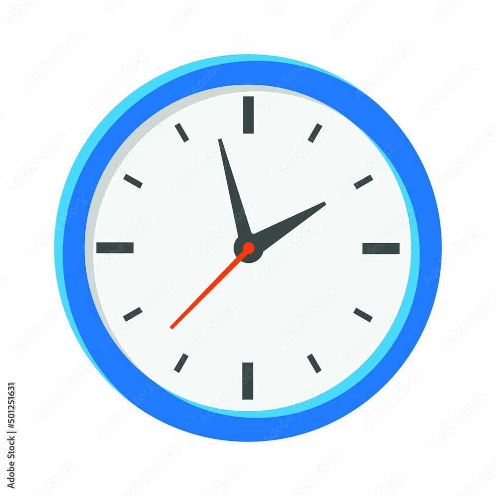 Analog clock flat icon. Time management symbol, chronometer with hour, minute and second arrow. Simple vector illustration isolated on white background. EPS 10 Analog clock flat icon. Time management symbol, chronometer with hour, minute and second arrow. Simple vector illustration isolated on white background. EPS 10