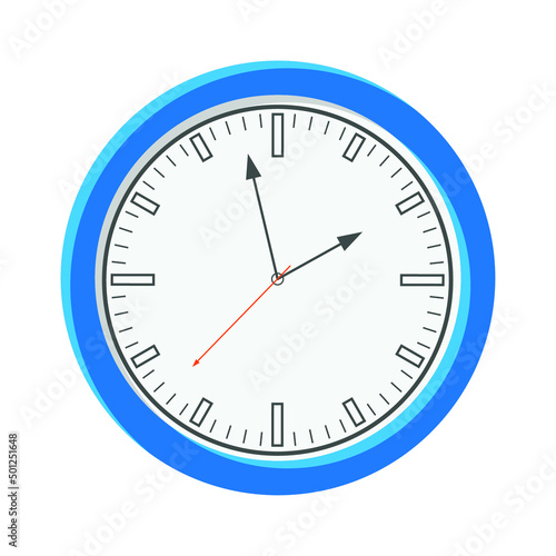 Analog clock flat icon. Time management symbol, chronometer with hour, minute and second arrow. Simple vector illustration isolated on white background. EPS 10