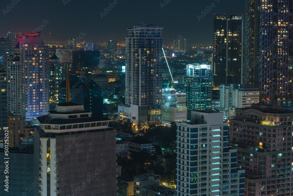 Landscape of Contemporary Architecture Office Building in Bangkok cityscape in night time. Landscape of Contemporary Architecture Office Building in Bangkok cityscape in night time.