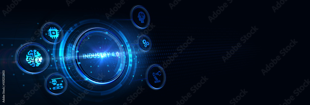 Industry 4.0 Cloud computing, physical systems, IOT, cognitive computing industry.  3d illustration