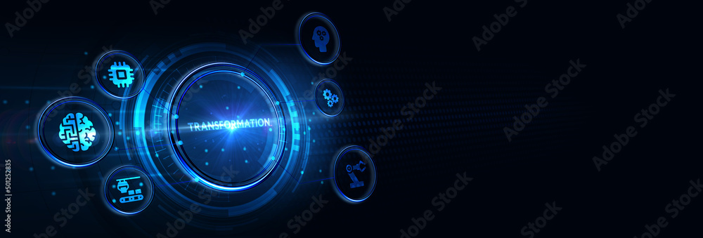 Business Transformation. Future and Innovation Internet and network concept. 3d illustration Business Transformation. Future and Innovation Internet and network concept. 3d illustration