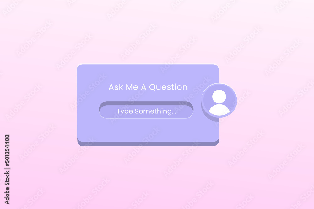 Ask me a question engagement interface in 3d style. sticker question in social media vector stock illustration Ask me a question engagement interface in 3d style. sticker question in social media vector stock illustration