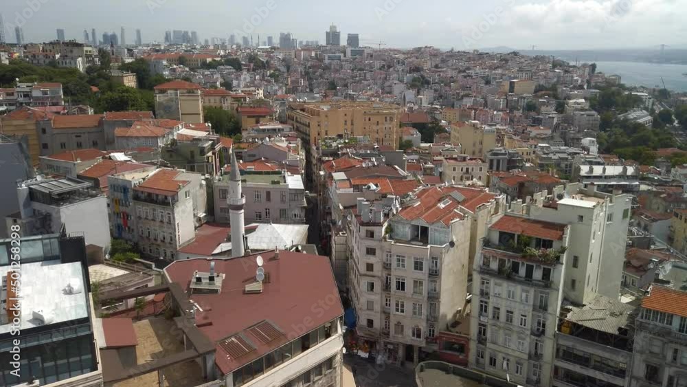 The city of Istanbul from on high. General view. Pan left The city of Istanbul from on high. General view. Pan left