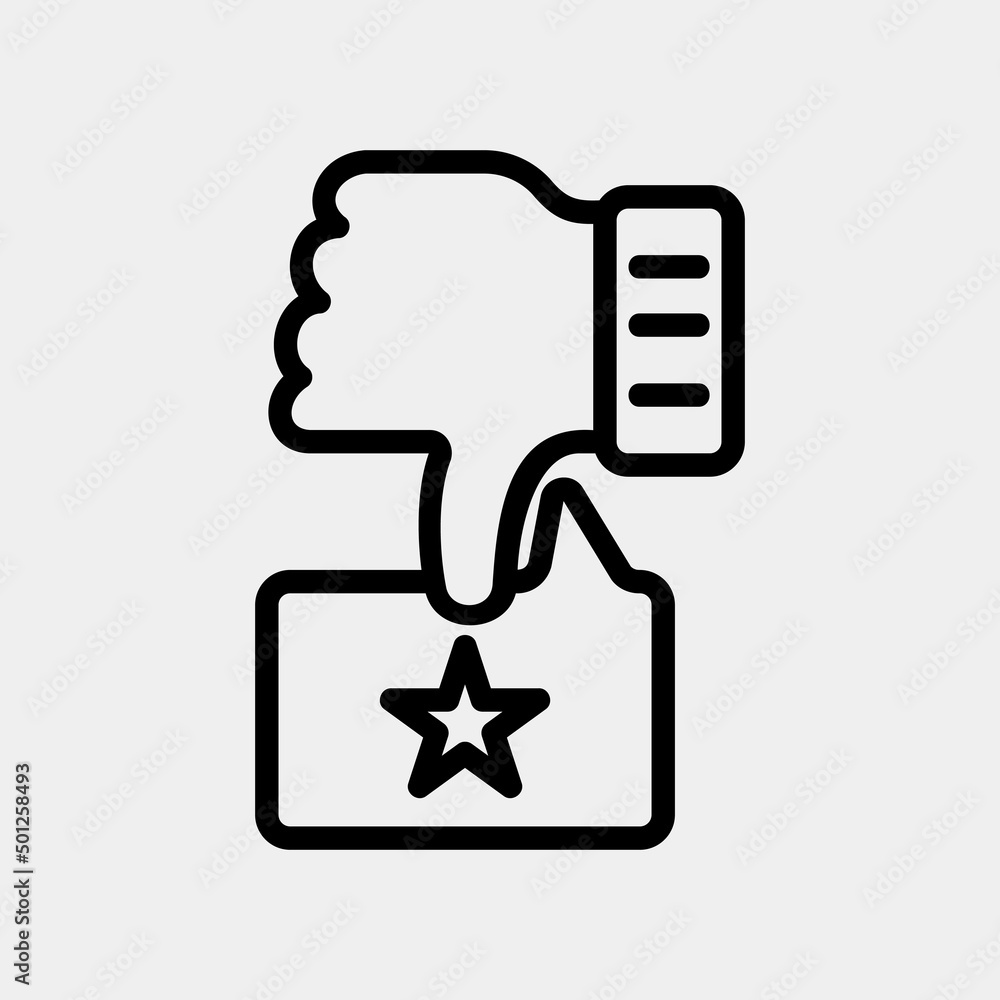 Bad review icon in line style, use for website mobile app presentation Bad review icon in line style, use for website mobile app presentation