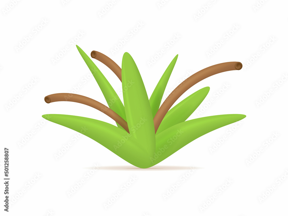 3d plant icon. Green sprout in the ground Greenhouse seedling or sapling with leaves in the soil. Eco, bio design element, garden plant. The concept of environmental protection. Vector illustration