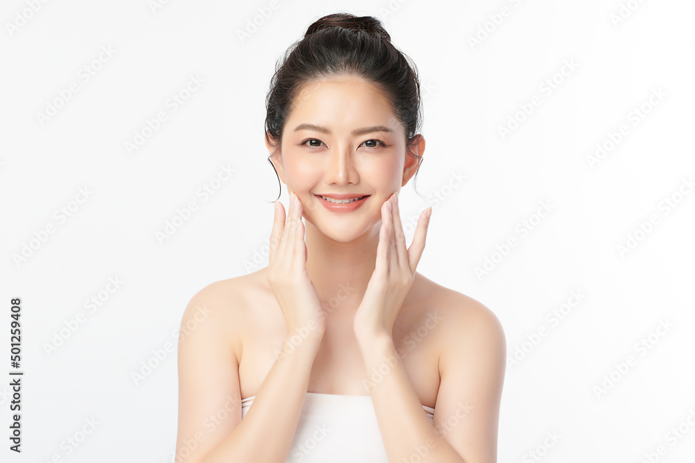 Beautiful young asian woman with clean fresh skin on white background, Face care, Facial treatment, Cosmetology, beauty and spa, Asian women portrait. Beautiful young asian woman with clean fresh skin on white background, Face care, Facial treatment, Cosmetology, beauty and spa, Asian women portrait.