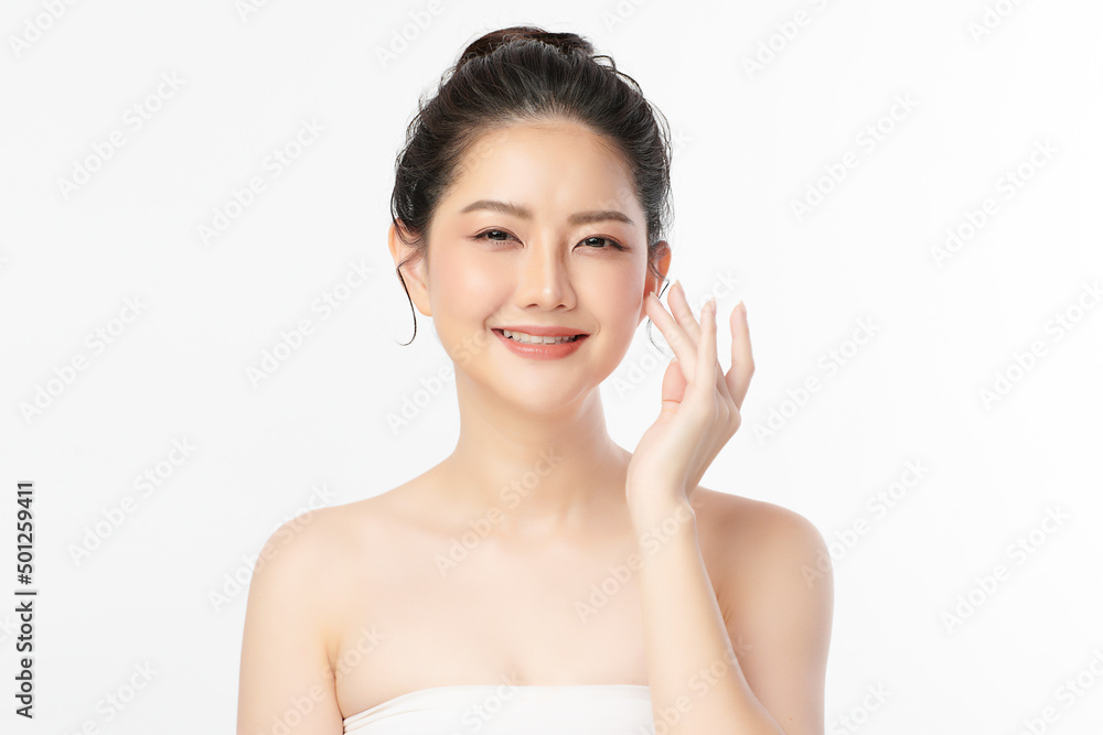 Beautiful young asian woman with clean fresh skin on white background, Face care, Facial treatment, Cosmetology, beauty and spa, Asian women portrait. Beautiful young asian woman with clean fresh skin on white background, Face care, Facial treatment, Cosmetology, beauty and spa, Asian women portrait.