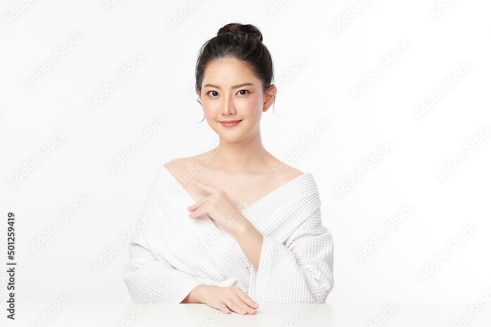 Beautiful young asian woman with clean fresh skin on white background, Face care, Facial treatment, Cosmetology, beauty and spa, Asian women portrait. Beautiful young asian woman with clean fresh skin on white background, Face care, Facial treatment, Cosmetology, beauty and spa, Asian women portrait.