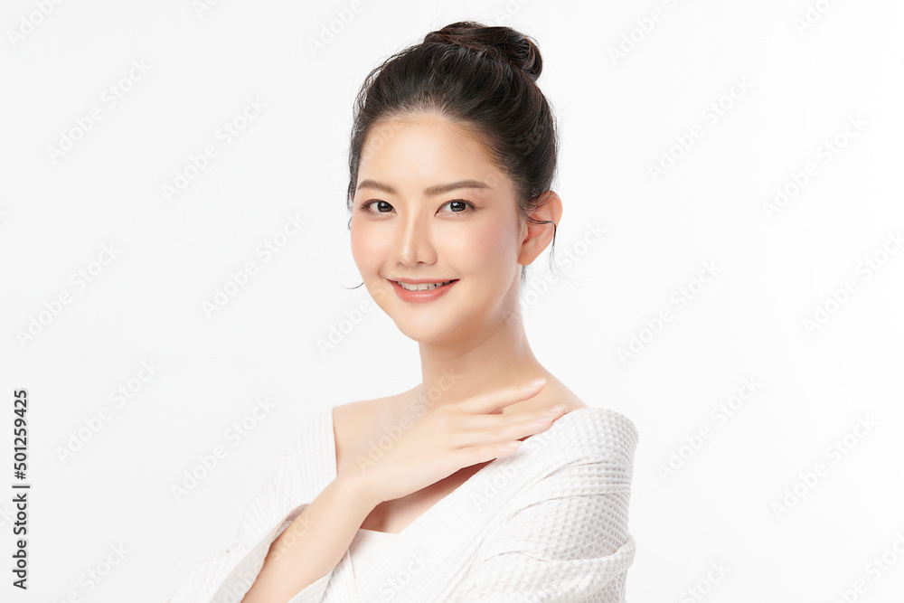 Beautiful young asian woman with clean fresh skin on white background, Face care, Facial treatment, Cosmetology, beauty and spa, Asian women portrait. Beautiful young asian woman with clean fresh skin on white background, Face care, Facial treatment, Cosmetology, beauty and spa, Asian women portrait.