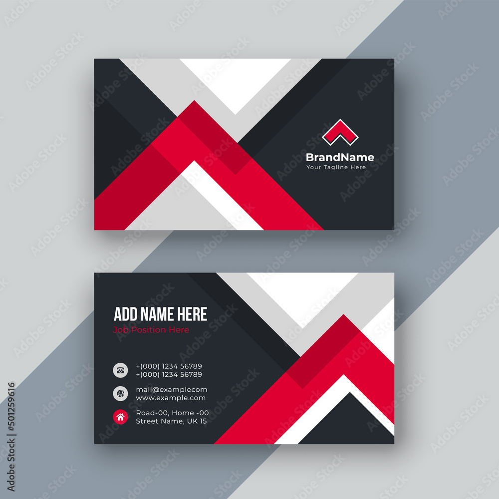Business card, red corporate card, visiting card