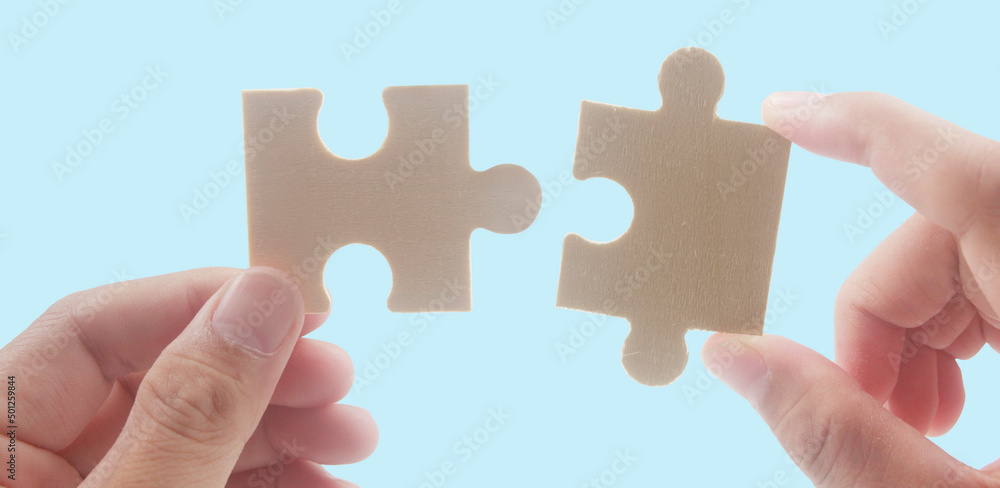 Connecting jigsaw puzzle. Business solutions success