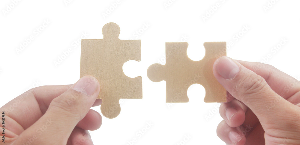 Connecting jigsaw puzzle. Business solutions success Connecting jigsaw puzzle. Business solutions success