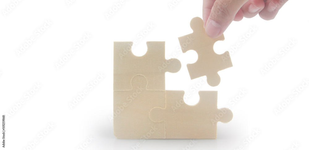 Connecting jigsaw puzzle. Business solutions success Connecting jigsaw puzzle. Business solutions success