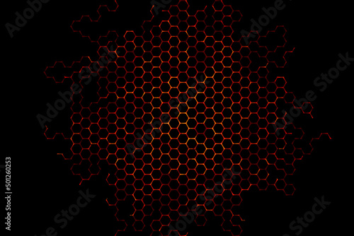 Honeycomb Grid random background or Hexagonal cell texture. in color Bright R...
