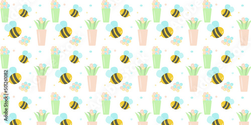 pattern with bees and bubbles