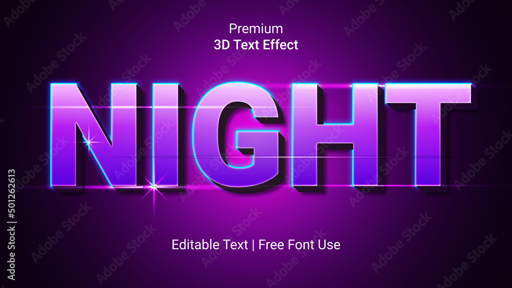Night 3d text effect neon purple Night 3d text effect neon purple
