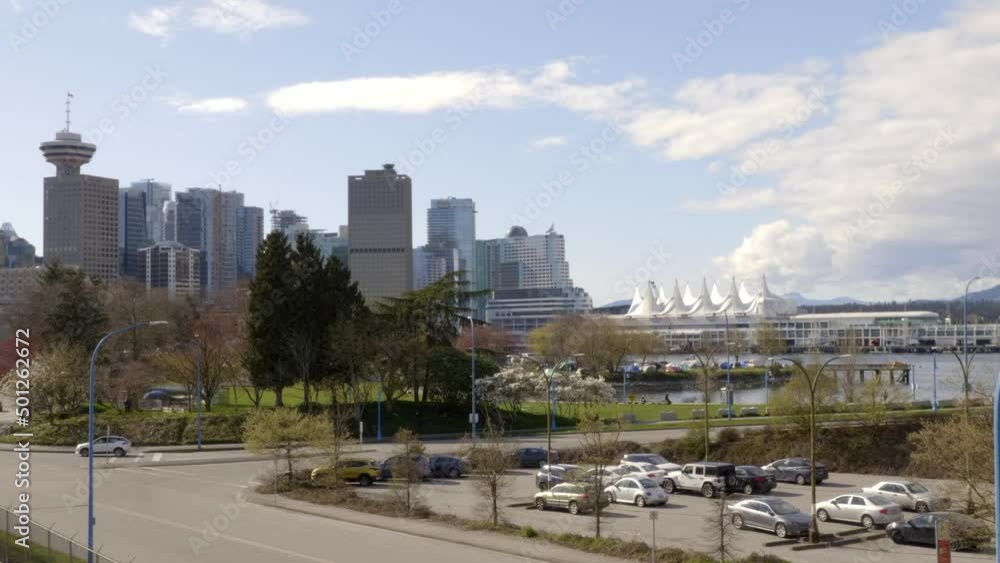 Vancouver City Skyline And Harbour In British Columbia, Canada. Wide Shot Vancouver City Skyline And Harbour In British Columbia, Canada. Wide Shot