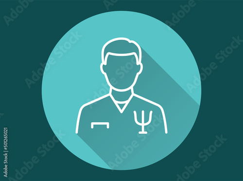 Psychologist icon with long shadow for graphic and web design.