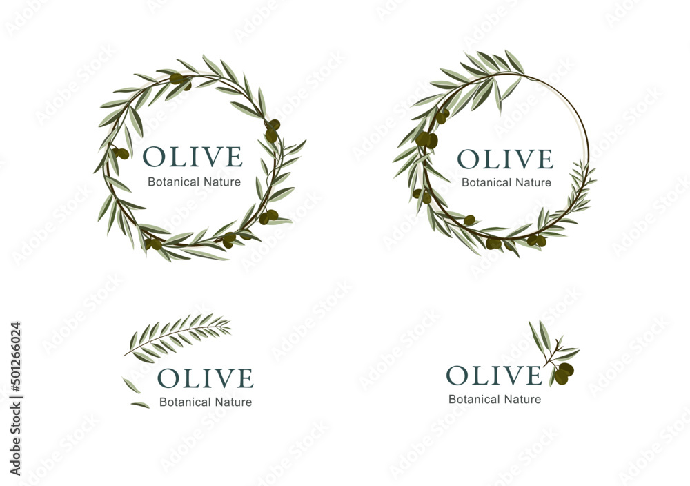 Logotype collection with olive ornaments