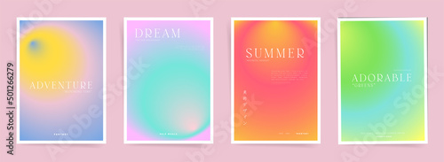 Japanese means - Aesthetic design. Summer gradient blurred posters design for background, placards, banners, book and notebook covers. Duotone vector asian modern art.
