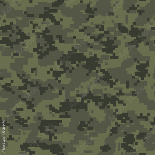 Seamless camouflage pattern. Military texture. Camo pixel modern digital. Print on fabric and clothes. Vector illustration.