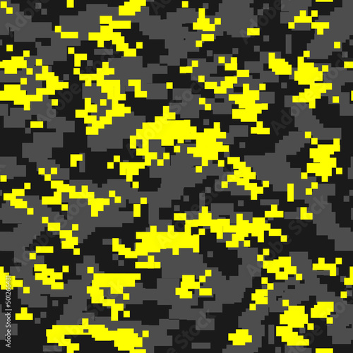 Seamless camouflage pattern. Military texture. Camo pixel modern digital. Print on fabric and clothes. Vector illustration.