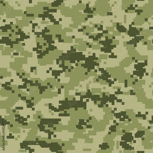 Seamless camouflage pattern. Military texture. Camo pixel modern digital. Print on fabric and clothes. Vector illustration.