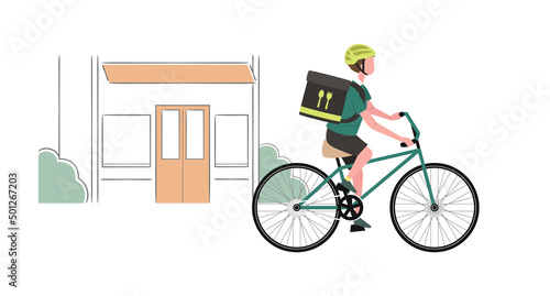 フードデリバリーの仕事をする男性のイラスト