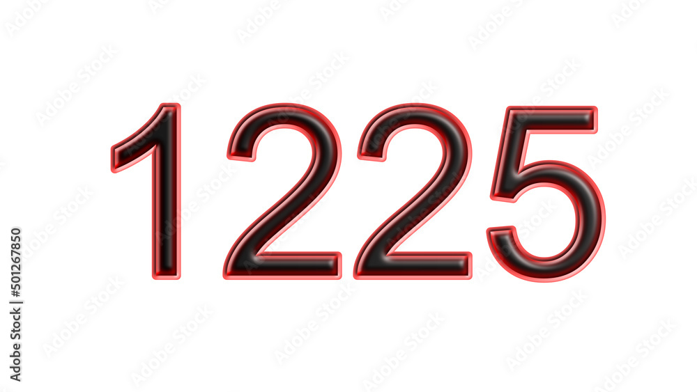 red 1225 number 3d effect white background red 1225 number 3d effect white background
