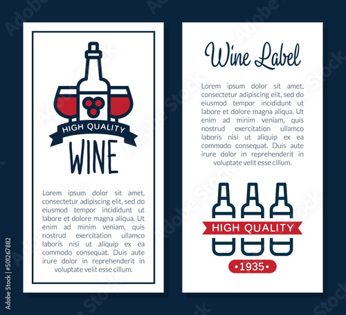 Wine Banner Design with Bottle and Wineglass Vector Vertical Template