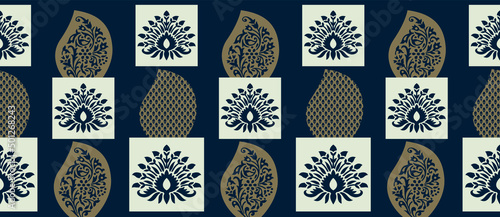 Floral border design with geometrical shapes