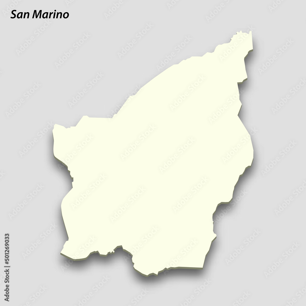3d isometric map of San Marino isolated with shadow