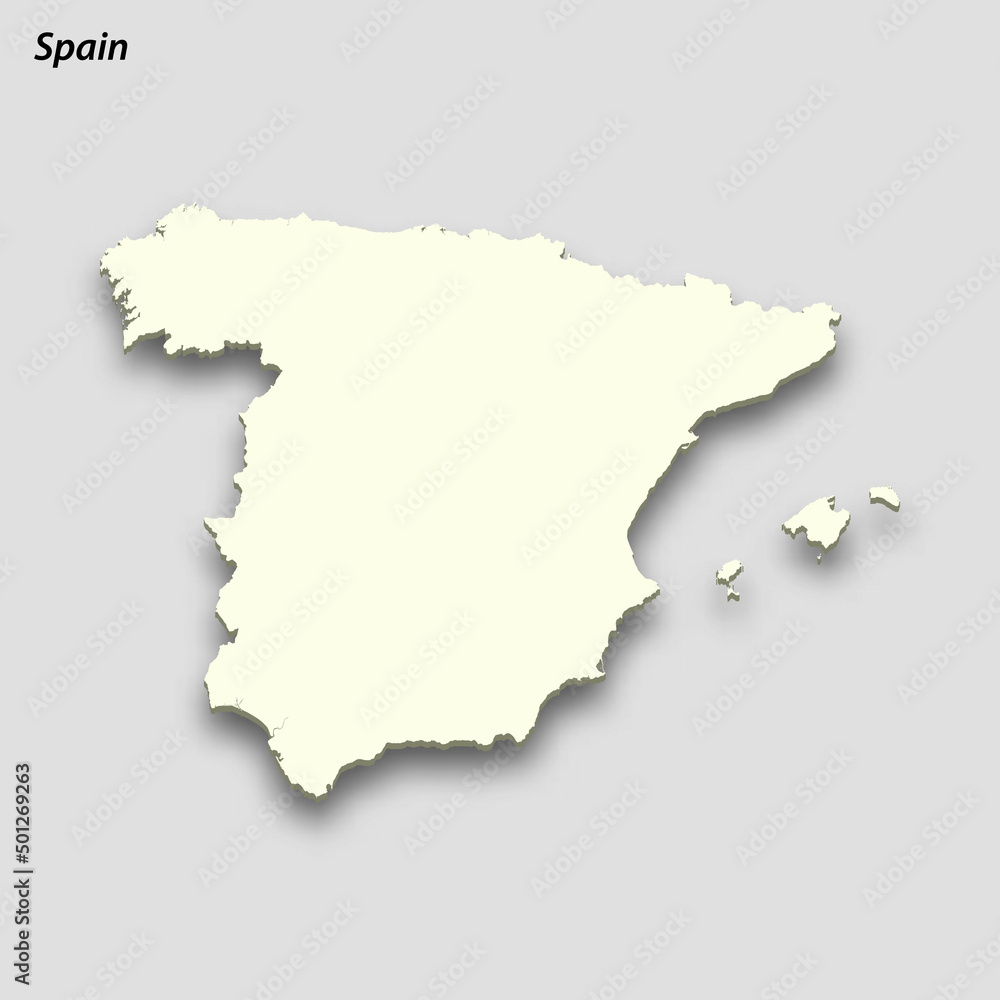 3d isometric map of Spain isolated with shadow 3d isometric map of Spain isolated with shadow