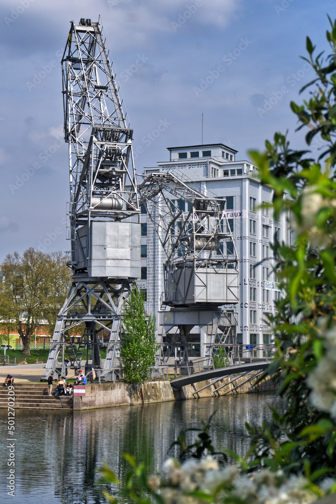 Cranes in Strasbourg by day 