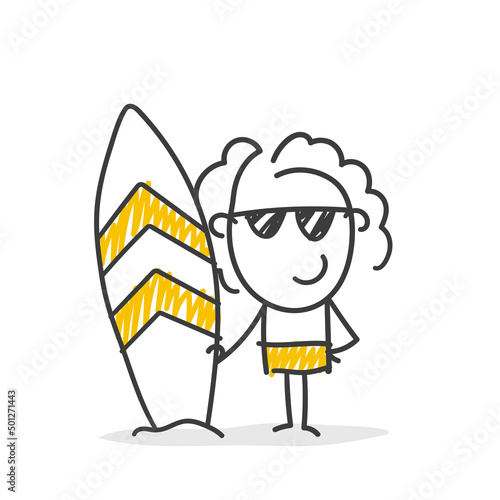 Strichfiguren / Strichmännchen: Surfer, Surfen, Surfbrett. (Nr. 805)