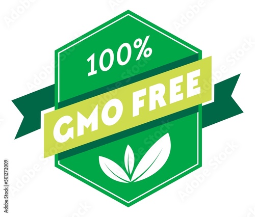 GMO free, organic and natural product label icon
