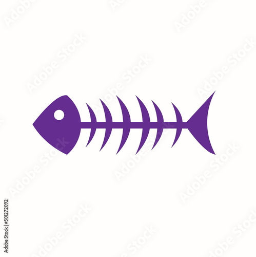 Fishbone icon, fishbone isolated skeleton vector silhouette.