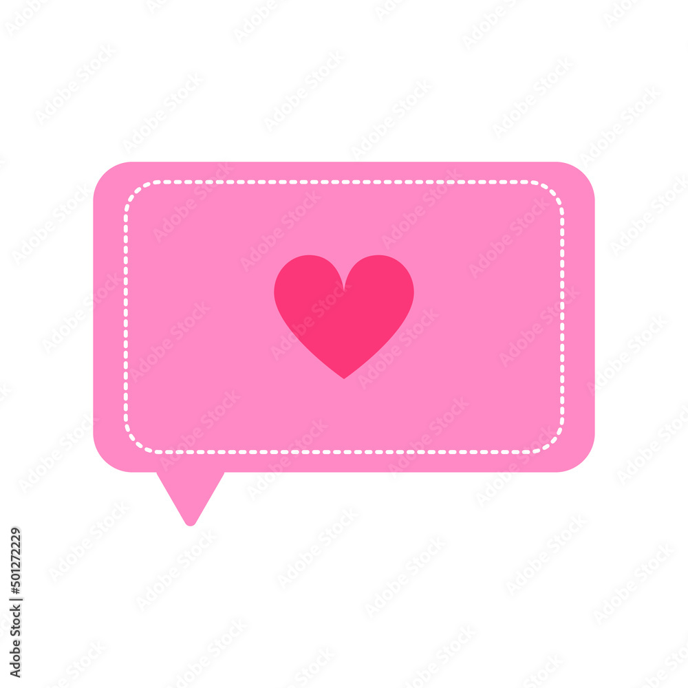 Vector illustration with heart emoji speech bubble. Bubble doodle or chat balloon drawing fun cute cartoon Vector illustration with heart emoji speech bubble. Bubble doodle or chat balloon drawing fun cute cartoon