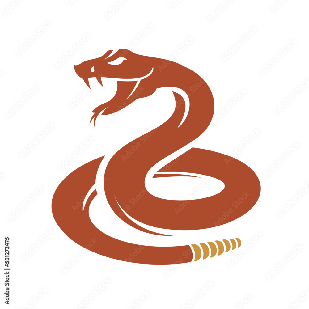 Fototapeta premium Rattlesnake icon vector illustration flat snake logo design