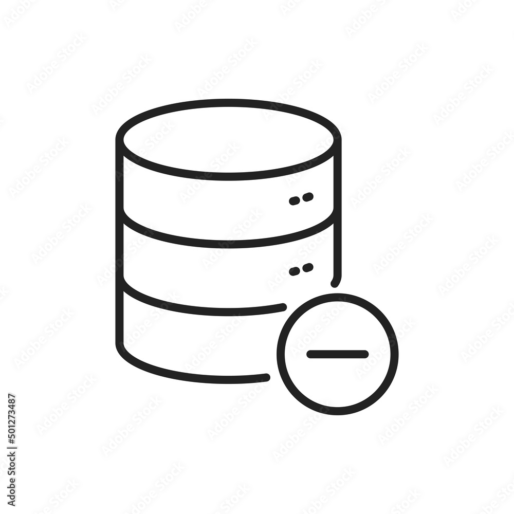 Delete database icon. High quality black vector illustration. Delete database icon. High quality black vector illustration.