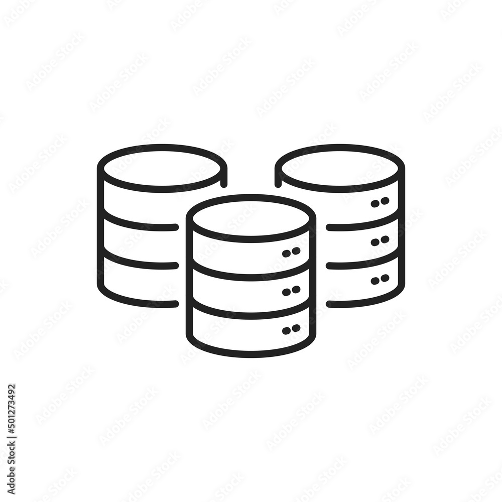 Three database icon. High quality black vector illustration. Three database icon. High quality black vector illustration.