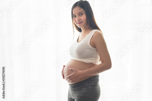 Young beautiful pregnant woman at home, maternity and pregnancy care concept Free Download Young beautiful pregnant woman at home, maternity and pregnancy care concept - GFXLoad