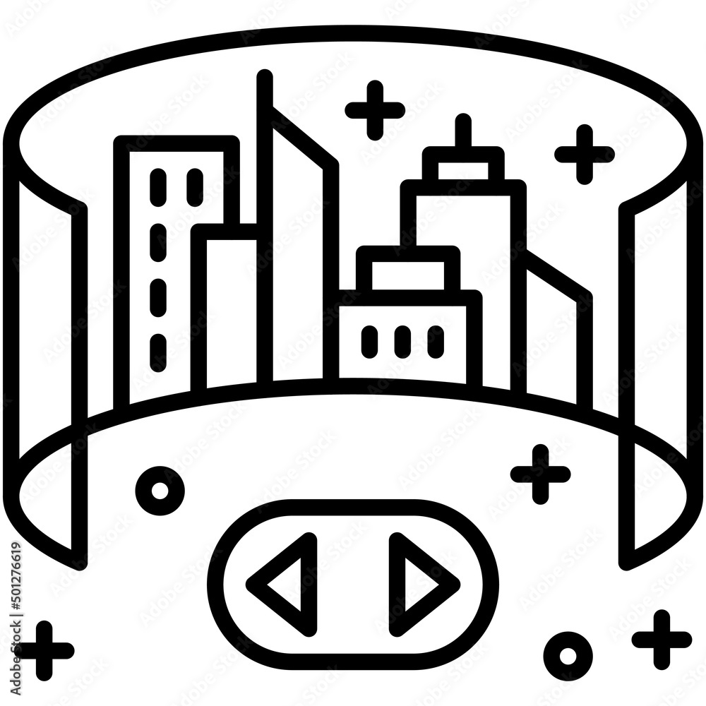 Curved screen and remote icon, Metaverse related vector Curved screen and remote icon, Metaverse related vector