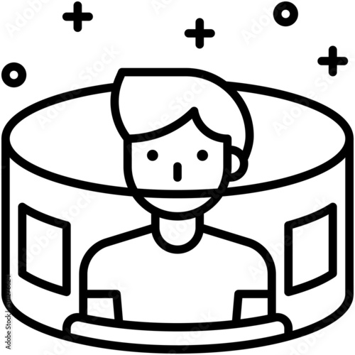 360 degree panorama icon, Metaverse related vector