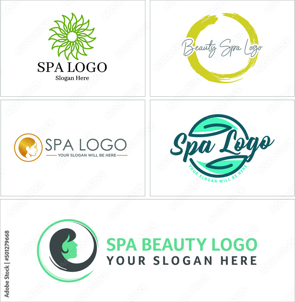 Spa beauty women logo design vector set illustration